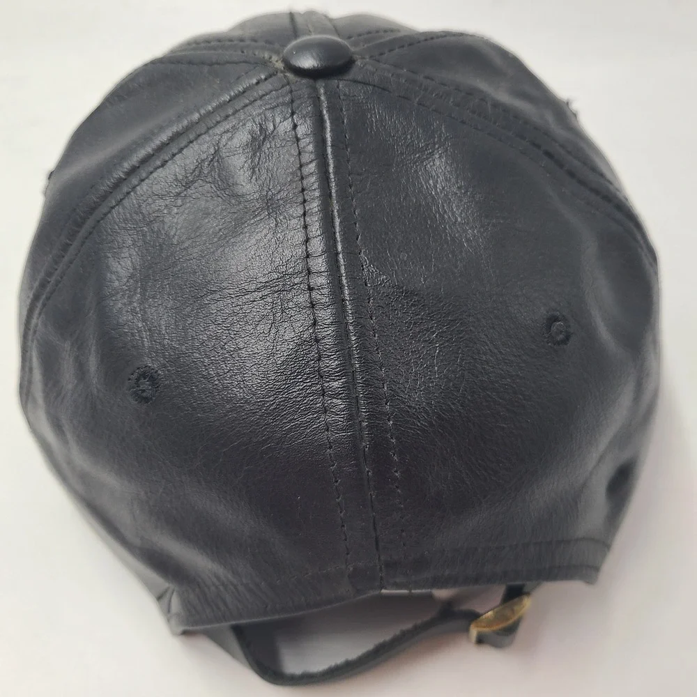 Vtg‎ Dale Earnhardt Hat Strapback (Fits Small) Leather Black NASCAR #3 Champion